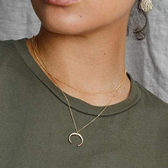2PCS Chain&Crescent Dainty Layered Choker Necklace