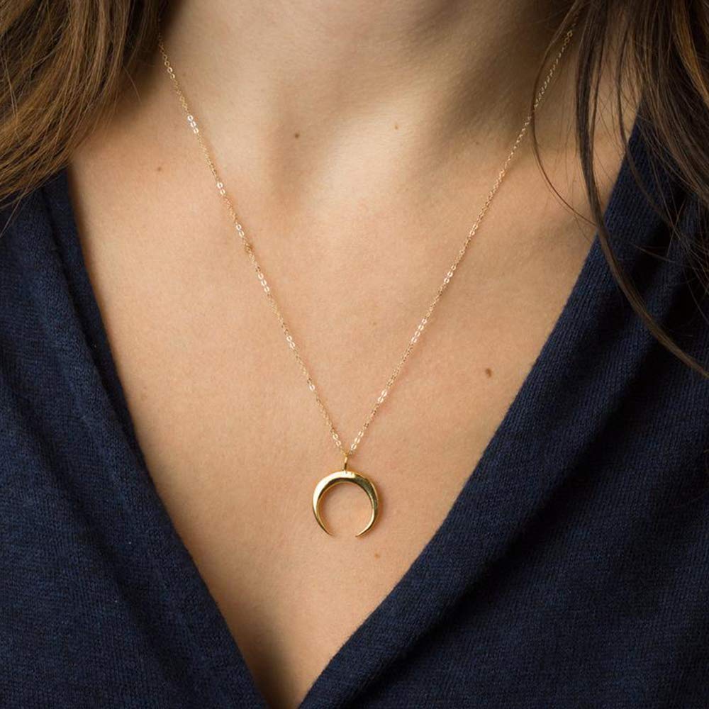 2PCS Chain&Crescent Dainty Layered Choker Necklace
