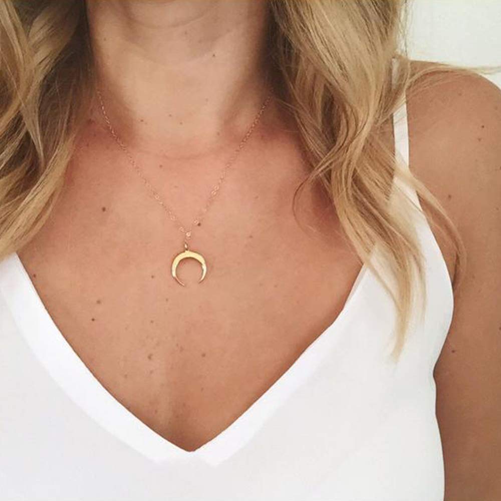 2PCS Chain&Crescent Dainty Layered Choker Necklace