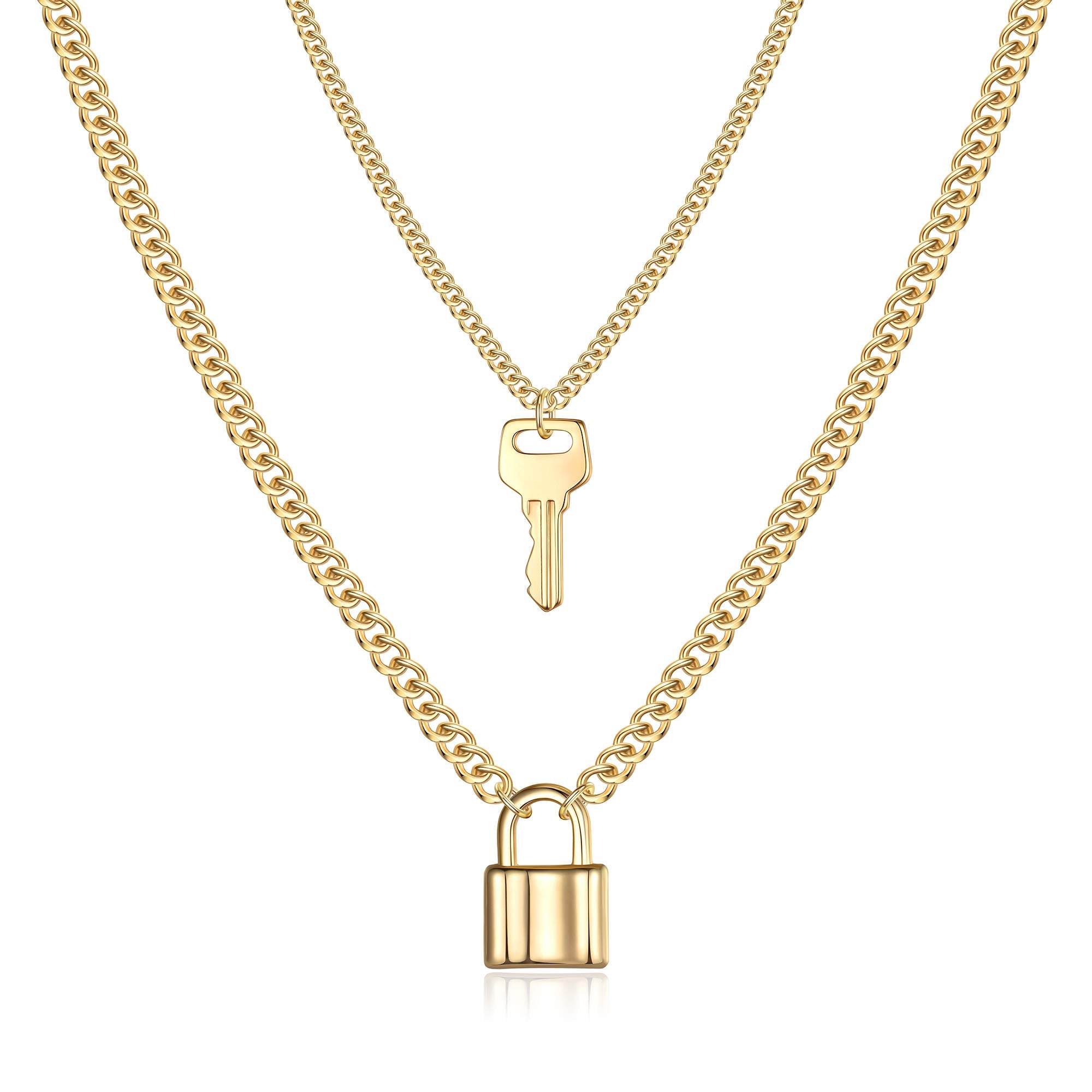 2PCS Key&Lock Dainty Layered Choker Necklace