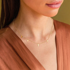 Turandoss Gold Cross Necklace for Women Girls - Dainty Gold Plated Choker Necklace for Women Non Tarnish, Christian Religious Jewelry Gift, 15+2.5In