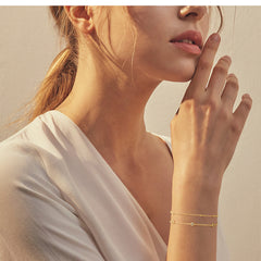 Turandoss 18K Gold Link Bracelets for Women Girls, Dainty Polished Layered Chain Bracelet Set, Birthday Gift, Valentine's Day Gifts for Women Wife Mom