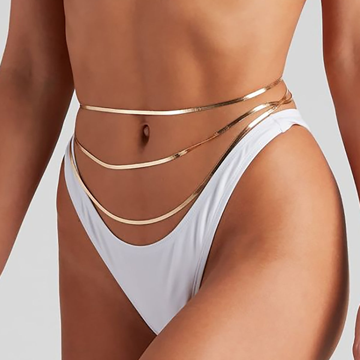 Turandoss 18K Gold Waist Chain for Women - Layered Snake Body Chain Adjustable, Sexy Belly Chains Waterproof, Birthday Christmas Gifts for Women