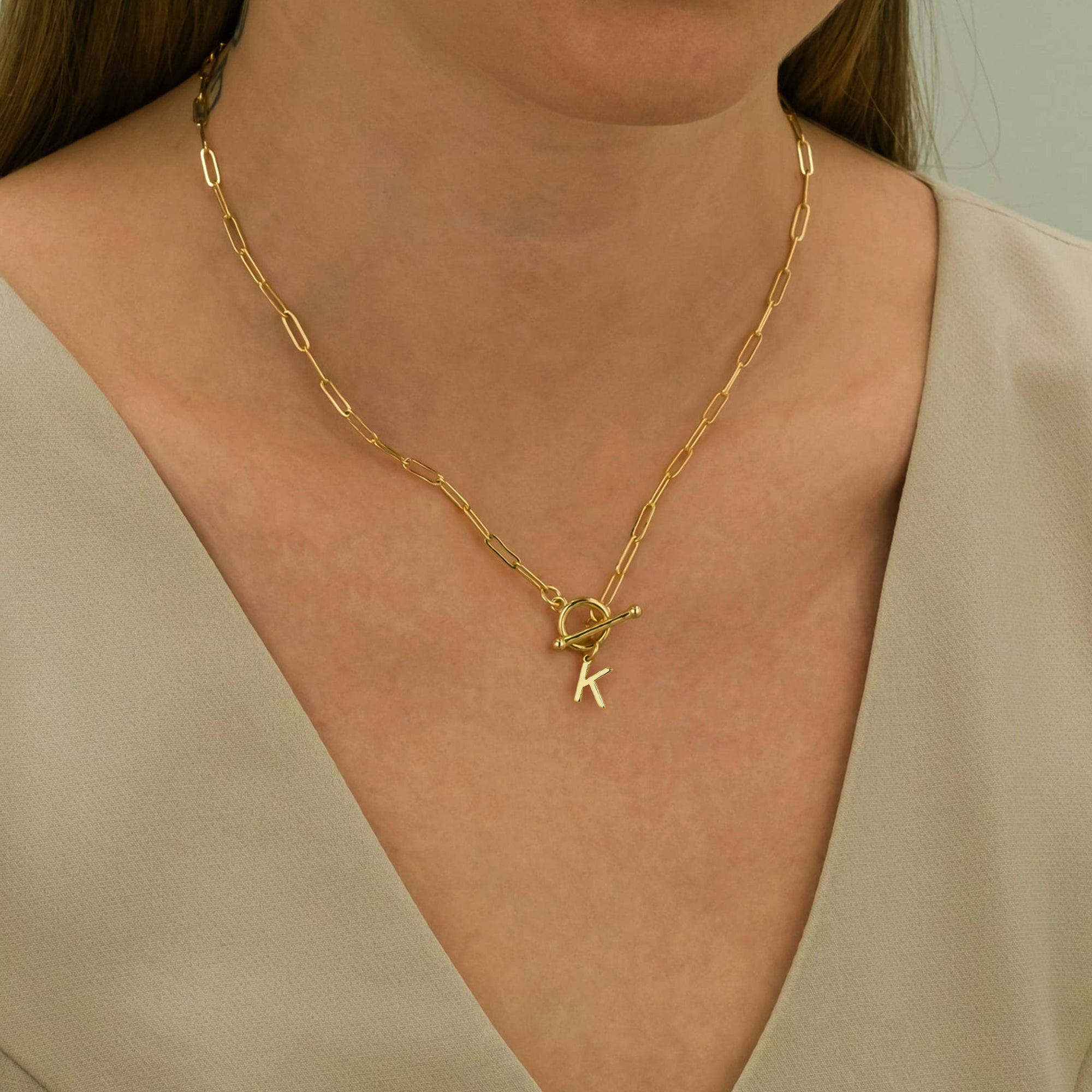 Trendy Paperclip Letter Necklace
