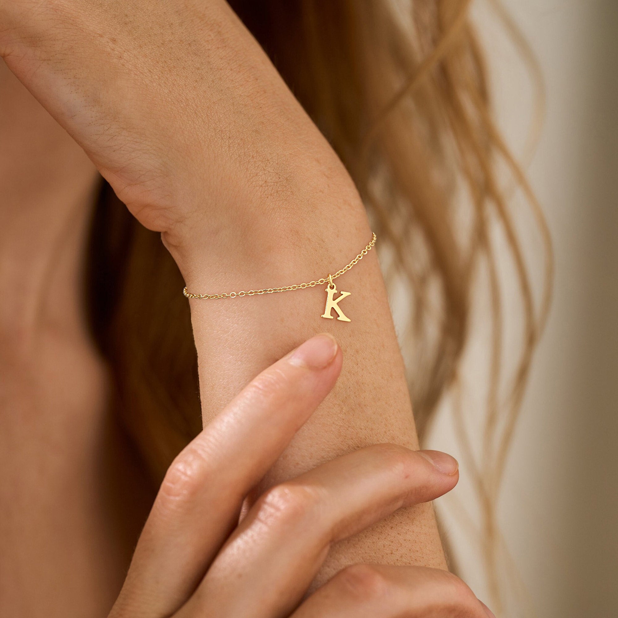 Cute Beaded Girls Bracelets A Initial Charm Bracelet