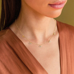 Turandoss Gold Evil Eye Choker Necklace for Women Trendy - Dainty Cubic Zirconia Charm Necklaces, Gold Jewelry for Women, Christmas Gifts, 15+2.5In