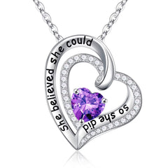 Turandoss Love Heart Pendant Necklace for Women 925 Sterling Silver Birthstone Necklace Jewelry Graduation Teacher Birthday Gifts for Women Mom Wife