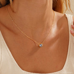 Turandoss Birthstone Necklace for Women, Dainty 18K Gold Plated Birthstone Pendant Necklace, Gold Jewelry for Women, Birthday Gifts for Her, 16+2.5In