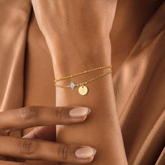 Turandoss 18K Gold Initial Bracelets for Women Girls - Dainty Layered Letter Charm Bracelet, Zircon Link Bracelet, Christmas Gifts for Women Girls