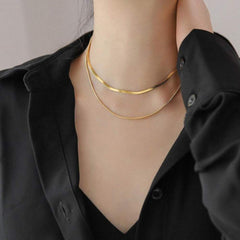 Turandoss 18K Gold Layered Necklaces for Women, Dainty Choker Chain Necklace, Snake Rope Paperclip Chain, Gold Jewelry for Women, Christmas Gifts