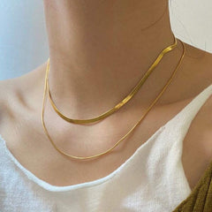Turandoss 18K Gold Layered Necklaces for Women, Dainty Choker Chain Necklace, Snake Rope Paperclip Chain, Gold Jewelry for Women, Christmas Gifts