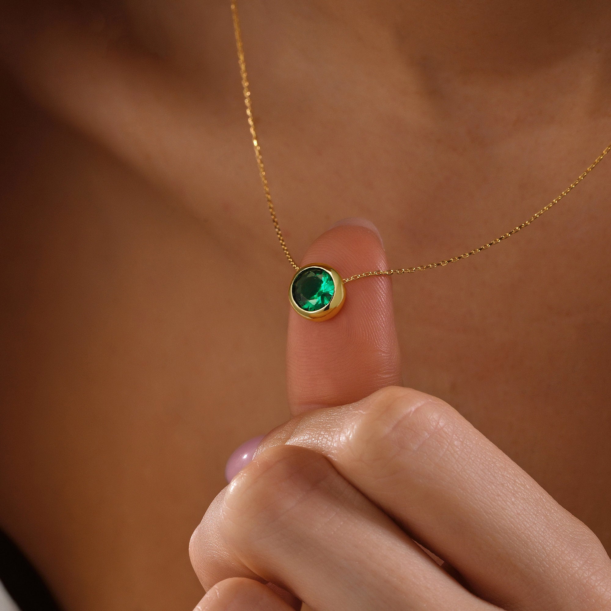 14K Gold Plated Birthstone Necklaces for Women