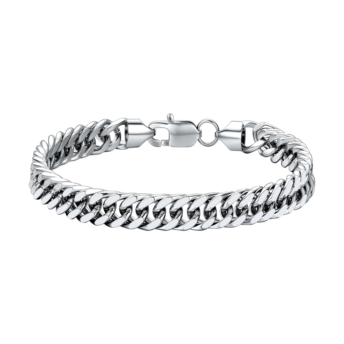Turandoss Silver Black Cuban Link Bracelet for Men Teen Boys, Dainty Stainless Steel Chains Non Tranish, Birthday Gifts, Valentine's Day Gift for Men
