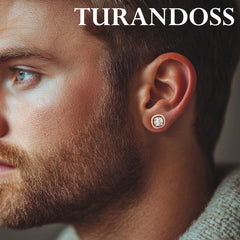 Turandoss 6Pairs Gold Silver Stud Earrings for Women Men - S925 Post Hypoallergenic Flat Back Cubic Zirconia Earring for Piercing, Christmas Gifts