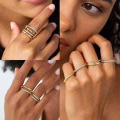 Turandoss 18K Gold Stackable Fidget Rings for Women Girls, Statement Anxiety Spinner Ring Set, Birthday Gifts, Valentine's Day Gift for Mom Girlfrend