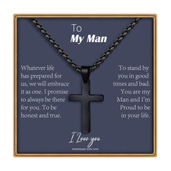 Turandoss Cross Necklace for Men Boys, Gold Silver Black Cross Pendant Necklace, Fathers Day Gifts for Men Boys Husband, Birthday Gifts for Son, 20In