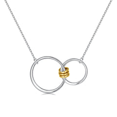 Turandoss Birthday Circles Necklaces for Women, Silver Chian 2 Circles Pendant Necklace, Birthday Gifts for Women, Valentine's Day Gift for Mom Wife