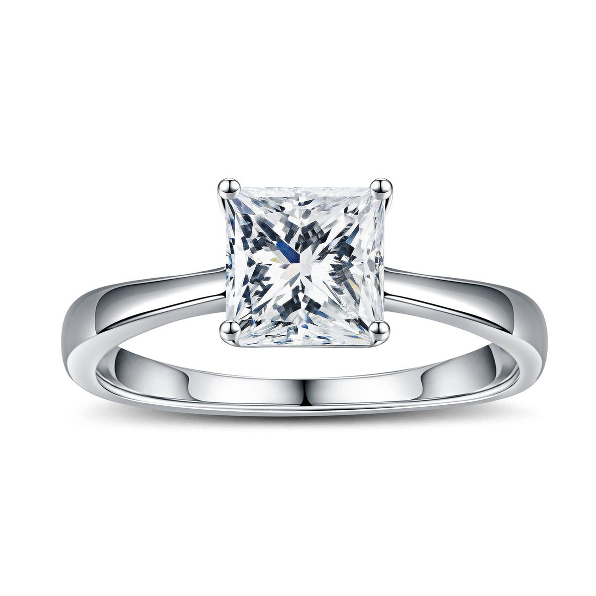 Turandoss 1.5ct Princess Cut Moissanite Rings for Women Moissanite Ring S925 Sterling Silver 4-Prong Moissanite Engagement Ring for Women