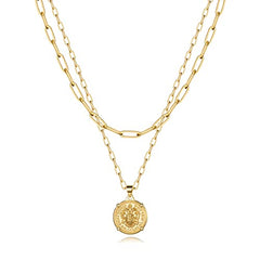 Turandoss 18K Gold Coin Layered Necklaces for Women Trendy - Dainty Coin Stacked Pedant Necklace Snake Chain, Gold Jewelry for Women, Christmas Gifts