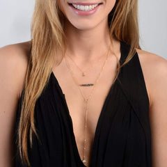 3 Layered Necklace - CZ Triangle&Beads&Opal Layered Necklaces for Women