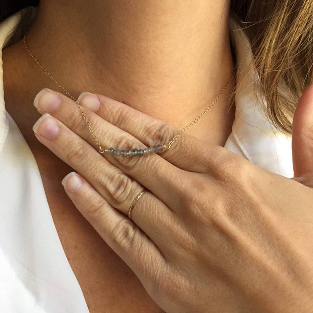 3 Layered Necklace - CZ Triangle&Beads&Opal Layered Necklaces for Women