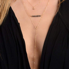 3 Layered Necklace - CZ Triangle&Beads&Opal Layered Necklaces for Women