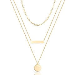3PCS Chain&Bar&Disc Dainty Layered Choker Necklace