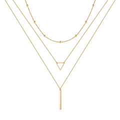 3PCS - Chain&Triangle&Bar Layered Necklaces for Women