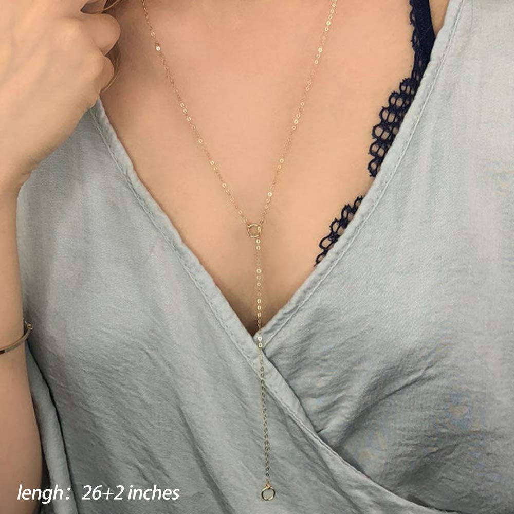 3PCS - Circle&CZ Triangle&Circle Lariat Layered Necklaces for Women