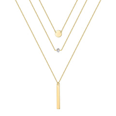 3PCS - Disc&CZ&Bar Layered Necklaces for Women