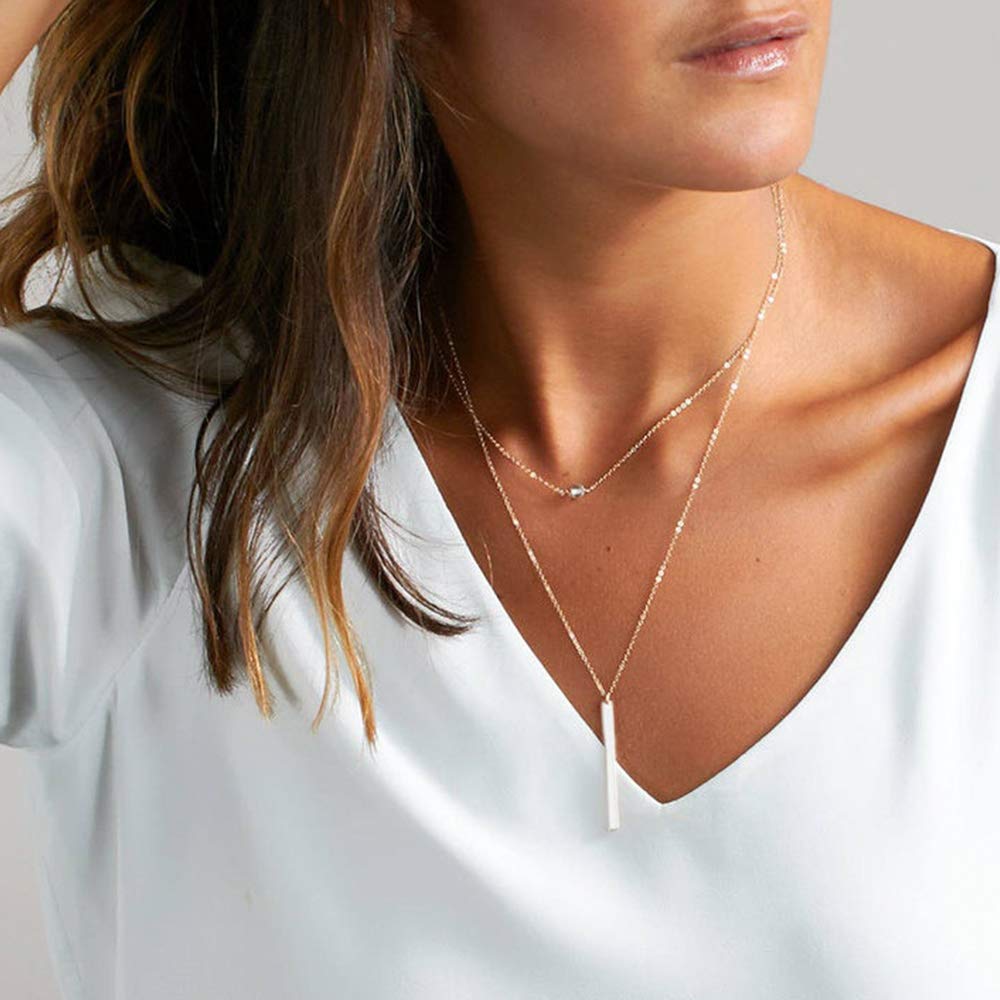 3PCS - Disc&CZ&Bar Layered Necklaces for Women
