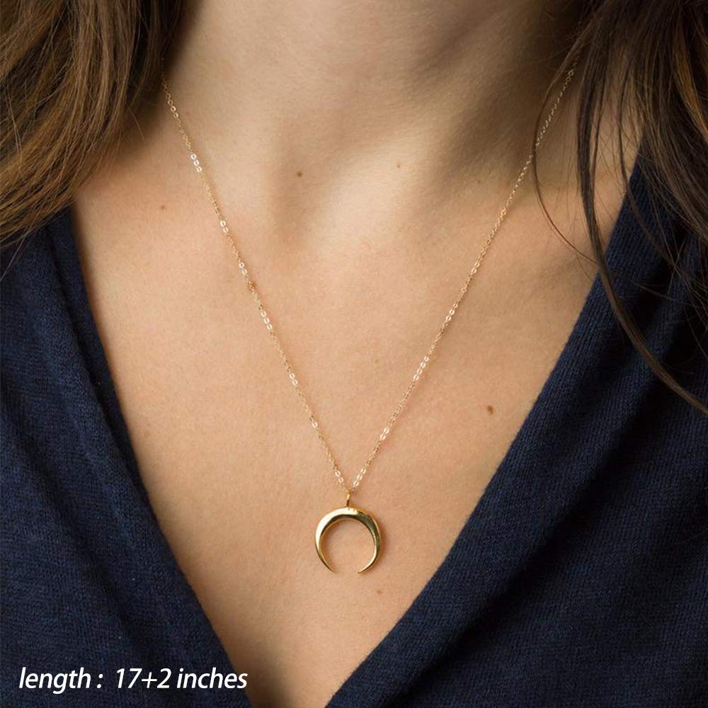 3PCS Gold Chain&Crescent&Bar Gold Layered Necklaces for Women
