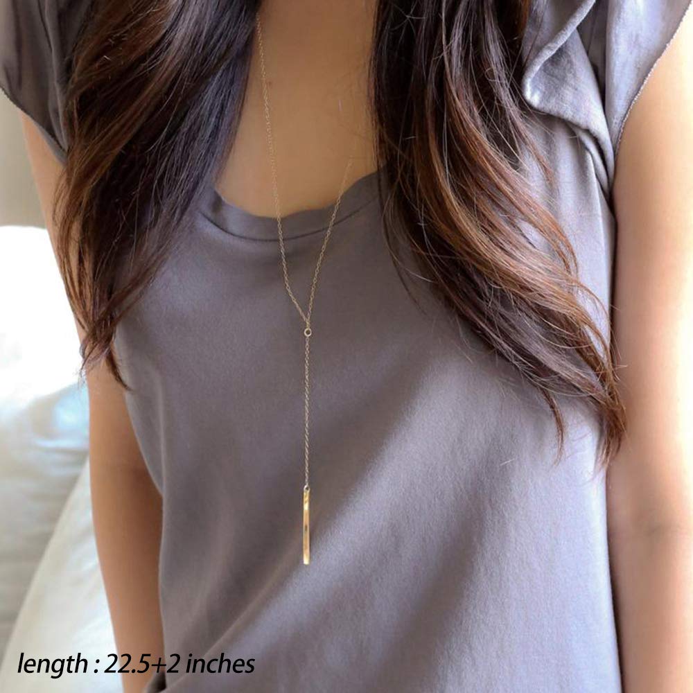 3PCS Gold Chain&Crescent&Bar Gold Layered Necklaces for Women