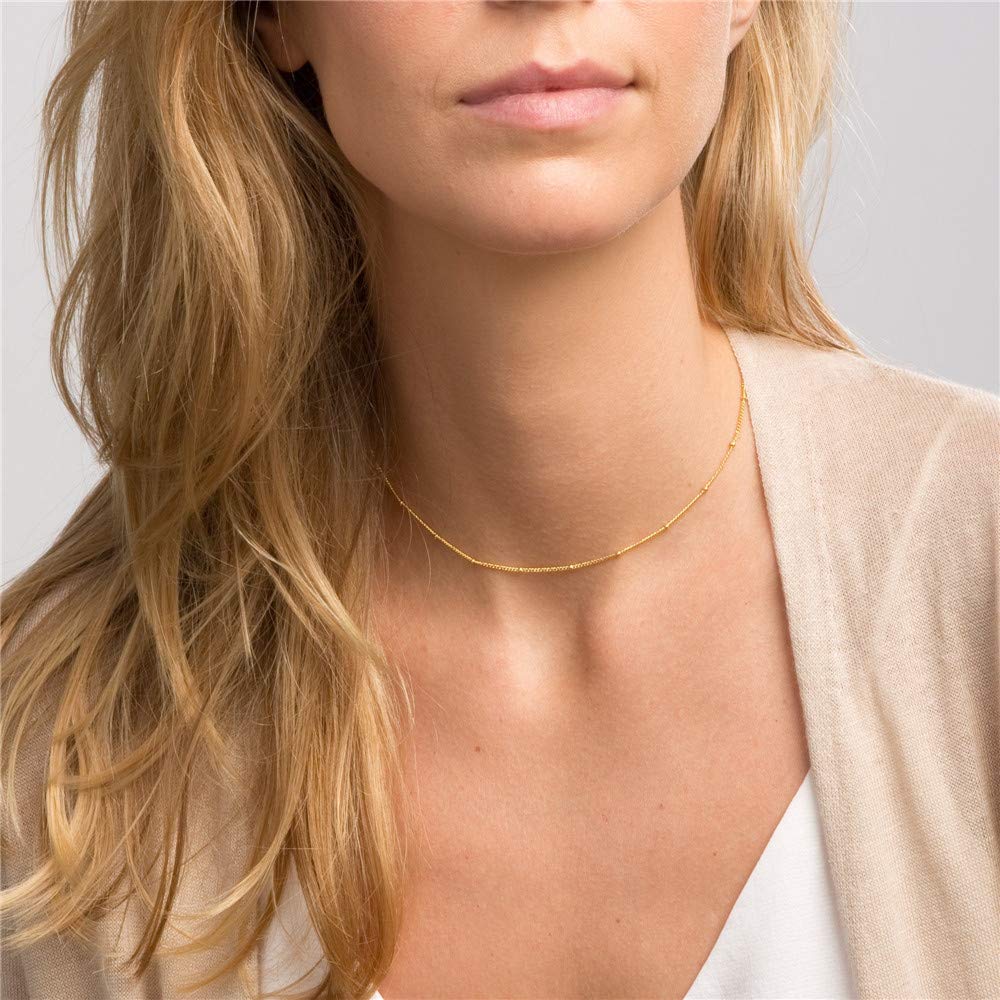 3PCS Link Chain&Beads Chain&Cross Dainty Layered Choker Necklace