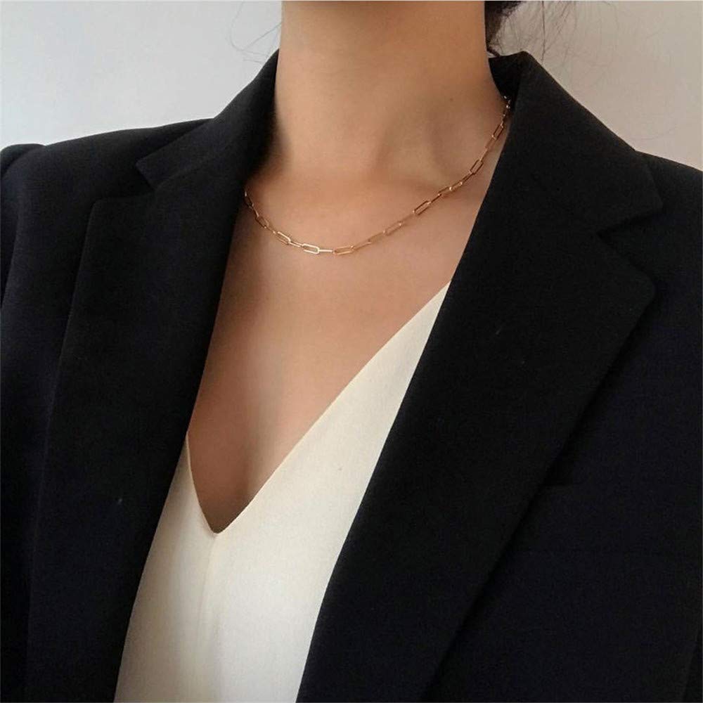 3PCS Link Chain&Beads Chain&Cross Dainty Layered Choker Necklace
