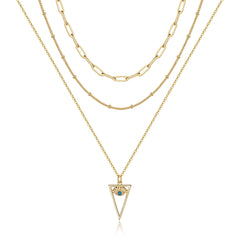 3PCS Link Chain&Beads Chain&Evil Eye Dainty Layered Choker Necklace