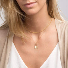 3PCS Pearls&Beads Chain&Lock Dainty Layered Choker Necklace