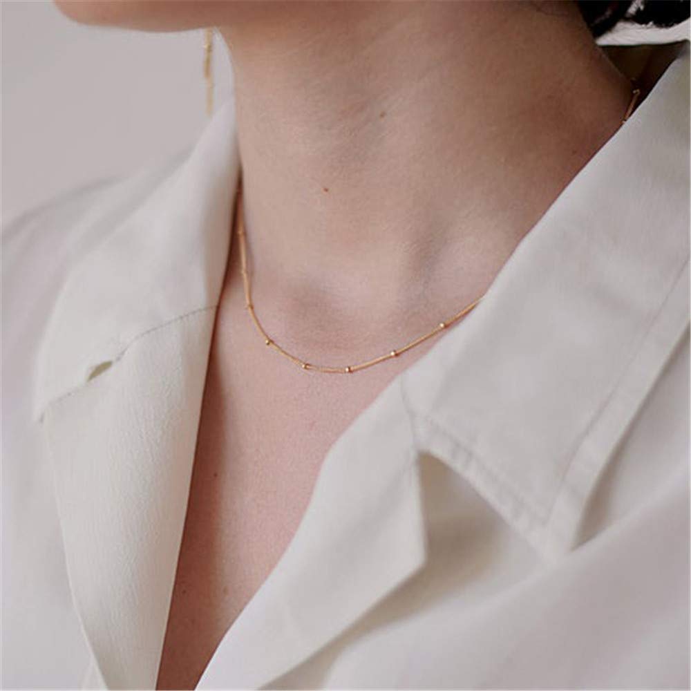 3PCS Pearls&Beads Chain&Lock Dainty Layered Choker Necklace