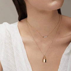 3PCS - Pearls&Two Circle&Lock Layered Necklaces for Women