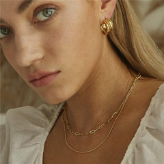 3PCS Snake Chain&Link Chain&Evil Eye Dainty Layered Choker Necklace