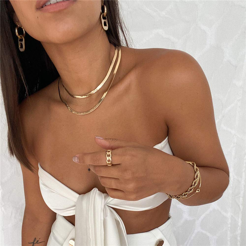 3PCS Snake Chain&Link Chain&Evil Eye Dainty Layered Choker Necklace