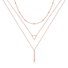 3PCS - Chain&Triangle&Bar Layered Necklaces for Women