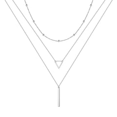 3PCS - Chain&Triangle&Bar Layered Necklaces for Women