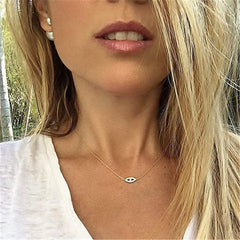 3PCS Link Chain&Beads Chain&CZ Evil EyeDainty Layered Choker Necklace