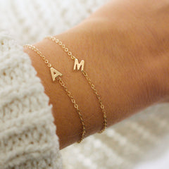 Turandoss Dainty Gold Initial Bracelets for Women Girls, Gold Jewelry for Women, Birthday Gifts for Teen Girls, Trendy Stuff