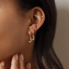 Turandoss 18K Gold Huggie Hoop Earrings for Girls Women - 1Pair Dainty Initial Cartilage Dangle Diamond Earring Hypoallergenic, Christmas Gifts