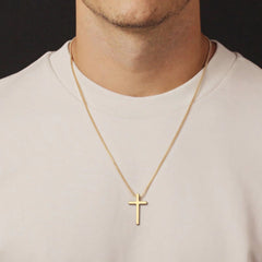 Turandoss Cross Necklace for Men Boys - Fathers Day Gifts, Stainless Steel Pendant Chain Necklaces, Mens 16-30 Inches Chain Gold Silver Black Cross Necklace Jewelry Gifts
