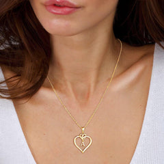 Turandoss 18K Gold Heart Initial Necklace for Women Girls, Dainty Zircon Pendant Necklace, Birthday Gifts for Women Girls, Gold Jewelry, 18+2.5In
