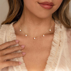 Turandoss Gold Pearl Necklaces for Women - Dainty 18k Gold Pearl Choker Pearl Necklace, Prom Jewelry Gifts, Bridal Bridesmaid Wedding Gifts, 15+2.5In