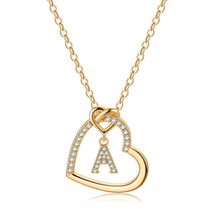 Turandoss 18K Gold Heart Initial Necklace for Women Girls, Dainty Zircon Pendant Necklace, Birthday Gifts for Women Girls, Gold Jewelry, 20+2.5In